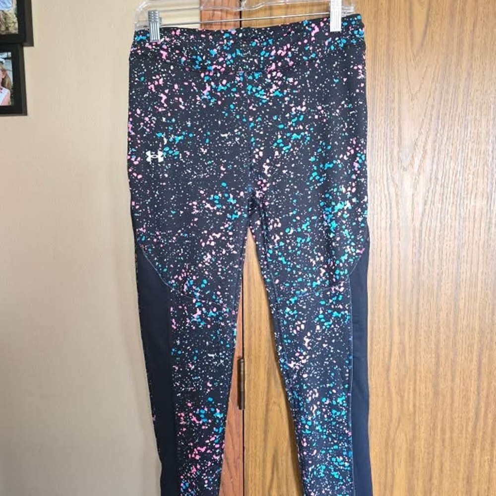 Under Armour Kids' Speckled Leggings - Black and Pink